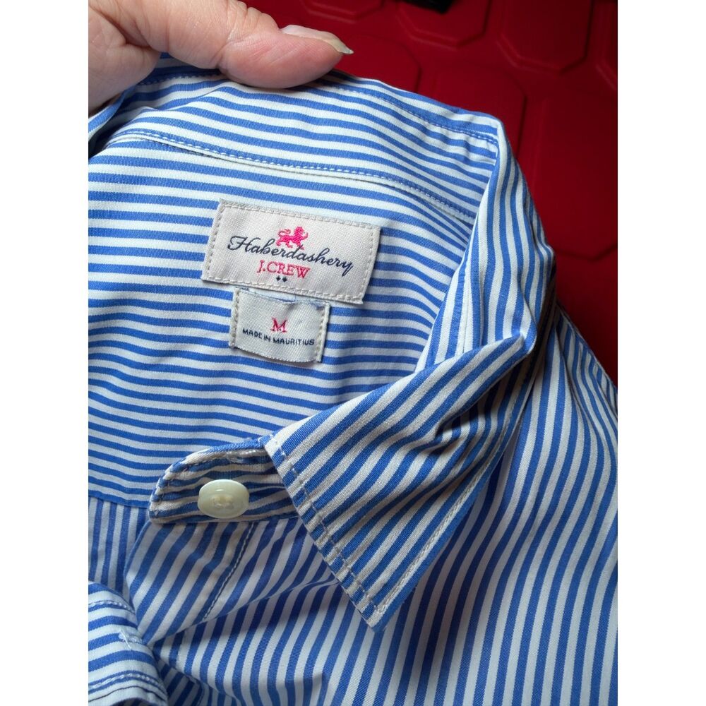 J.Crew Haberdashery Blue White Stripe Button Front Shirt Women's Medium - Picture 3 of 3